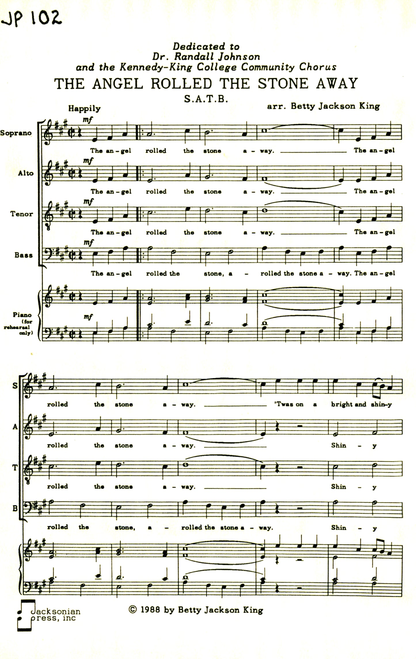 The Angel Rolled the Stone Away (Easter) - JP 102