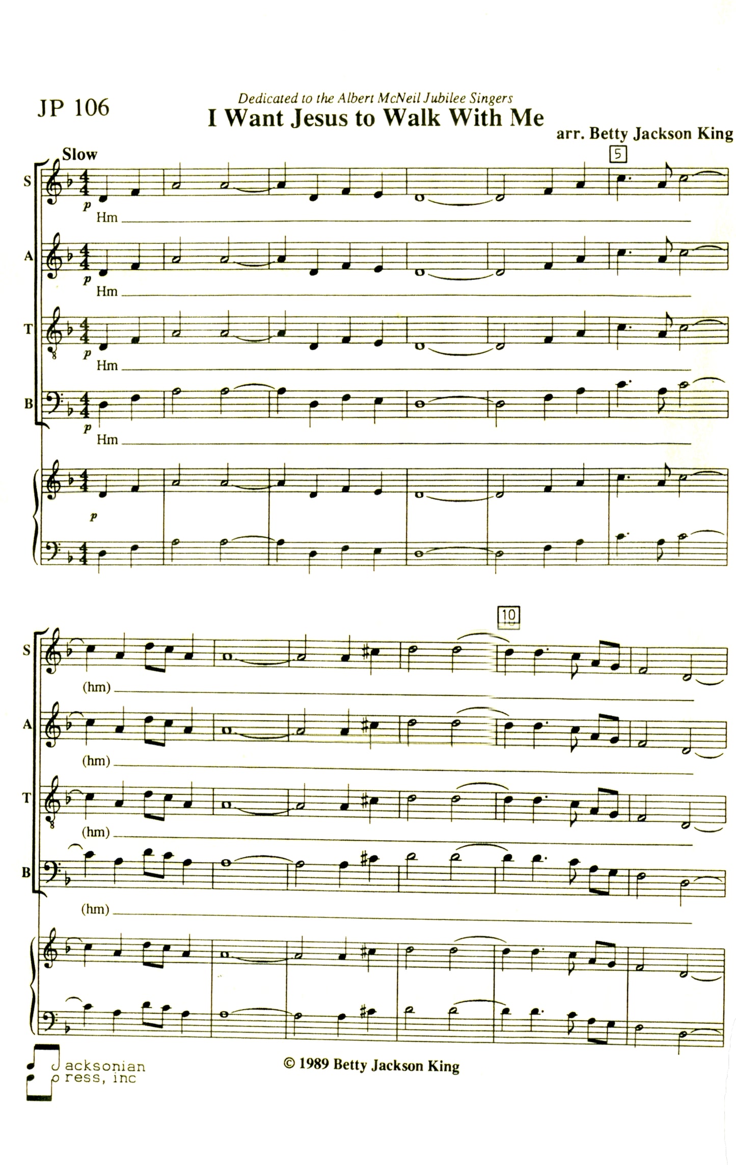 I Want Jesus to Walk With Me - JP 106