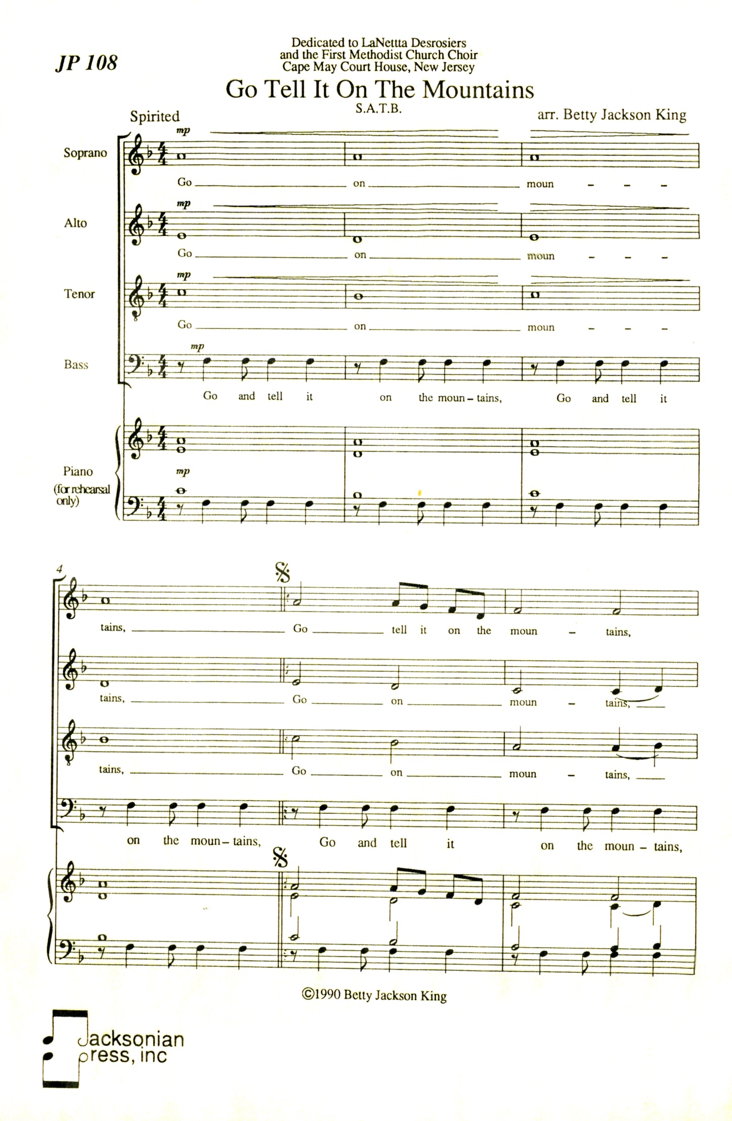 Go Tell It On The Mountains (Christmas) - JP 108