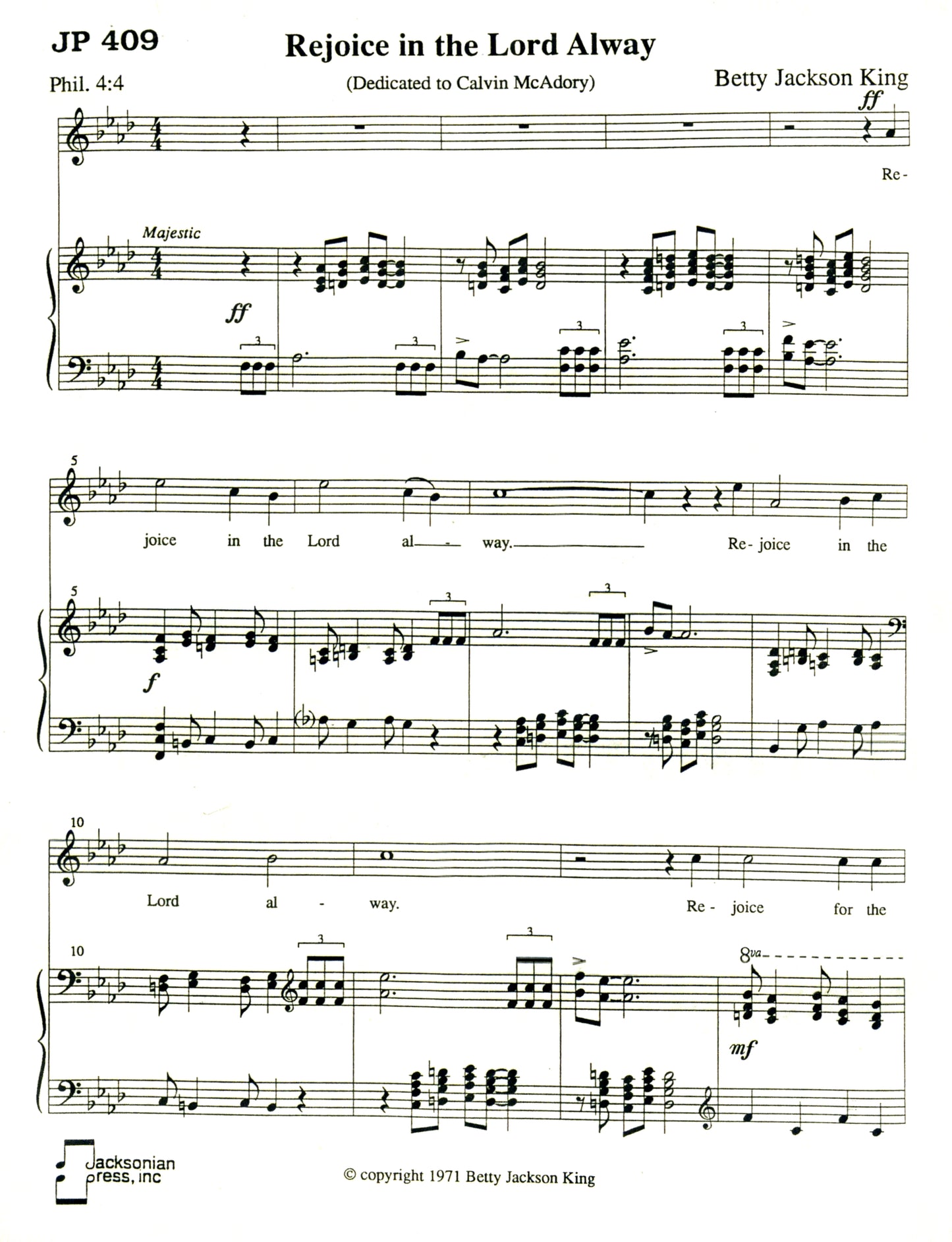 Rejoice in the Lord Alway - JP 409